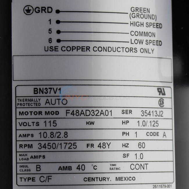 Magnetek Century 1 0 Hp Thru Bolt 48y Dual Sd Low Amps Motor Bn37v1 Inyopools Com Magnetek Century 1 0 Hp Thru Bolt 48y, Magnetek Century Ac Motor Wiring Diagram