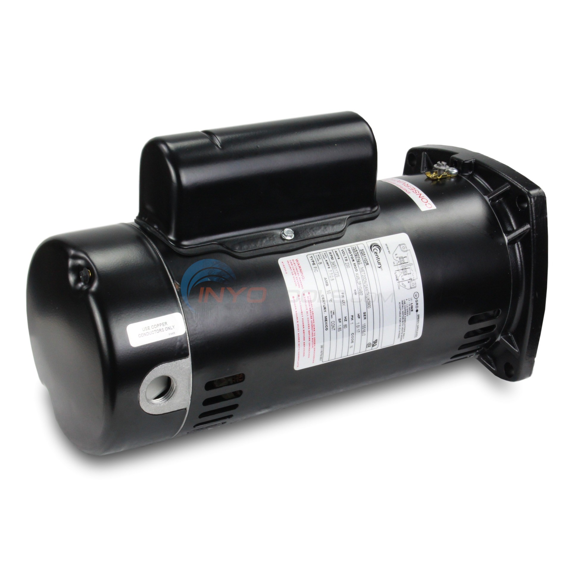 Century (A.O. Smith) 1.0 HP Full Rate Motor, Square Flange 48Y Frame, Dual Speed - Model  SQS1102R