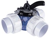 CMP 3-Way Diverter Valve with Unions, 1.5" Slip, Clear CPVC - 25923-159-000