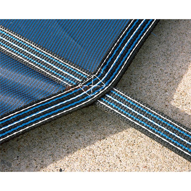 14' x 28' Rectangular w/ 4' x 8' Right Step Grey Mesh Safety Cover 18 Year (2 Years Full) - DGY142858RSF