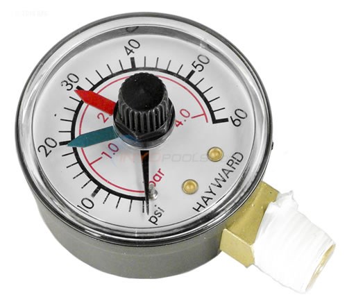Hayward Pool Filter Pressure Gauge with Dial, Bottom Mount, 060PSI, 1/