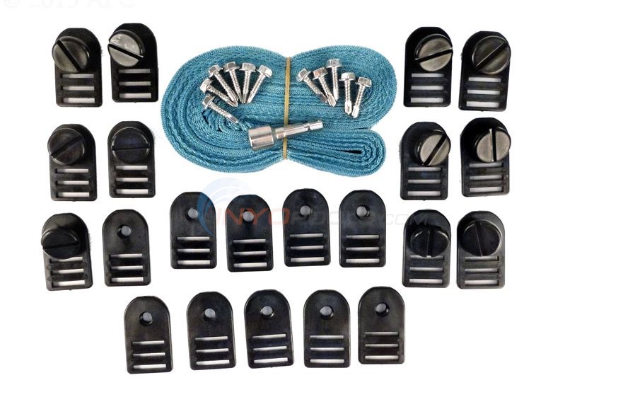 Solar Cover Reel Attachment Kit Solar Blanket Roller Reel Straps and Clips  for Universal Inground Swimming Pool