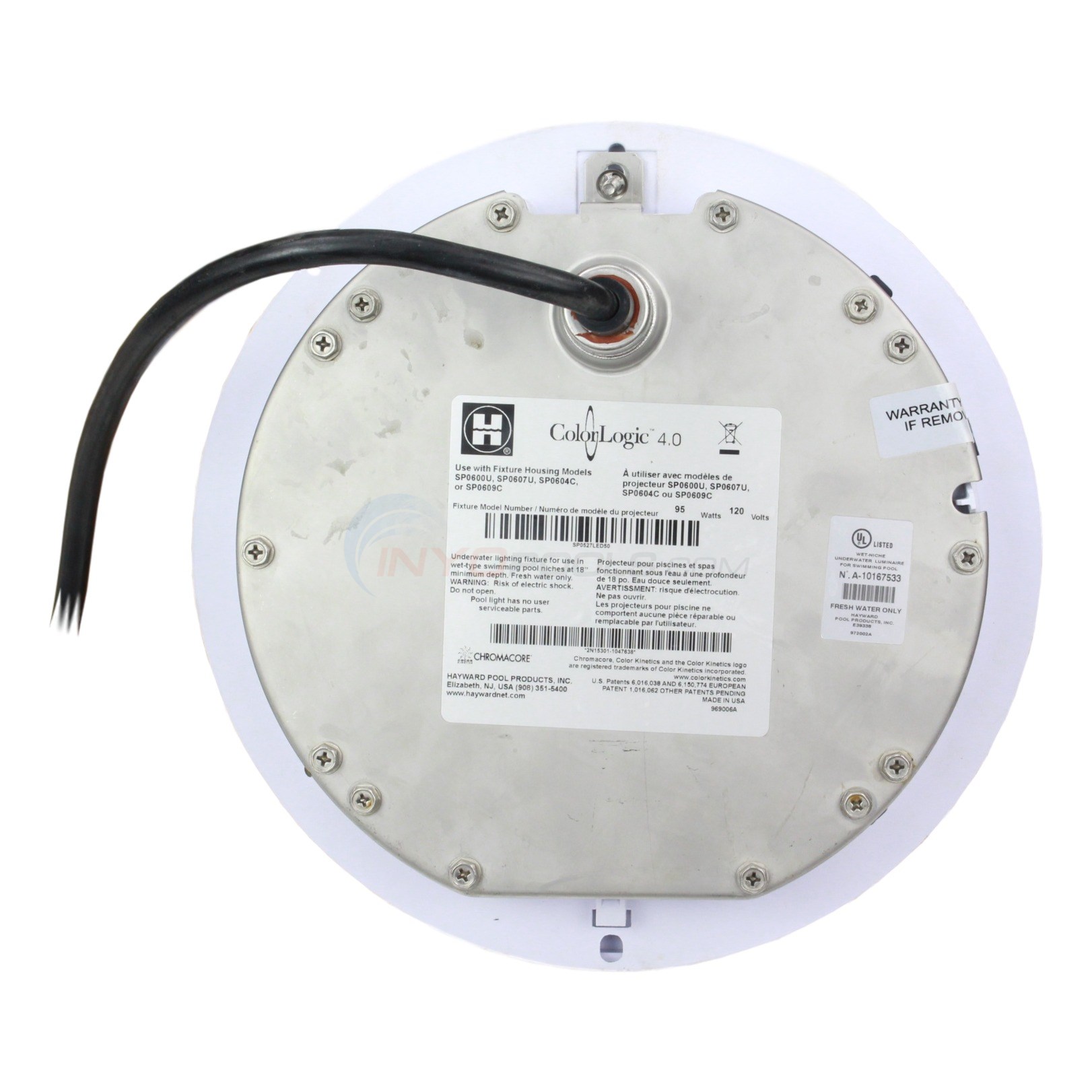 Hayward ColorLogic Light 120V 50' Cord w/ White Plastic Face Ring Gen. 4.0 - SP0527LED50