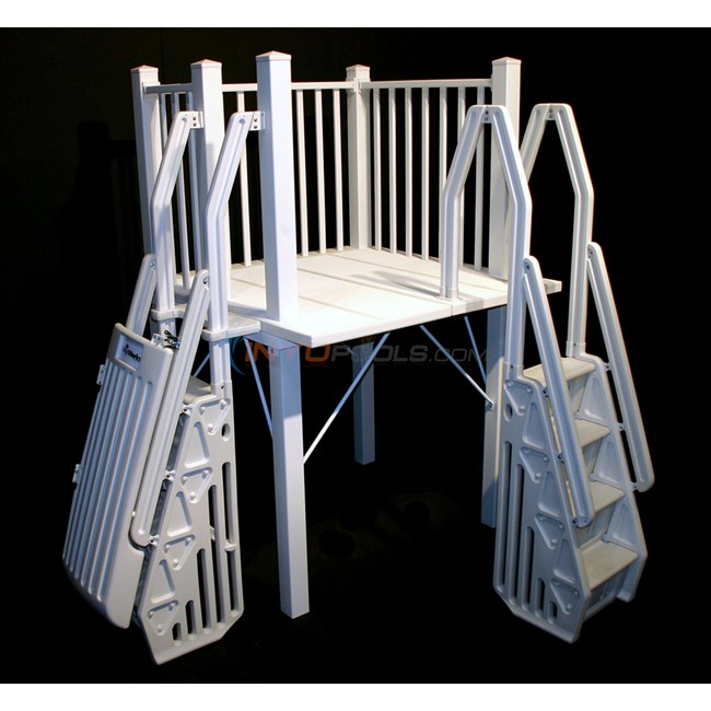 5'x5' Above Ground Pool Deck System w/ Ladders WHITE - NE143