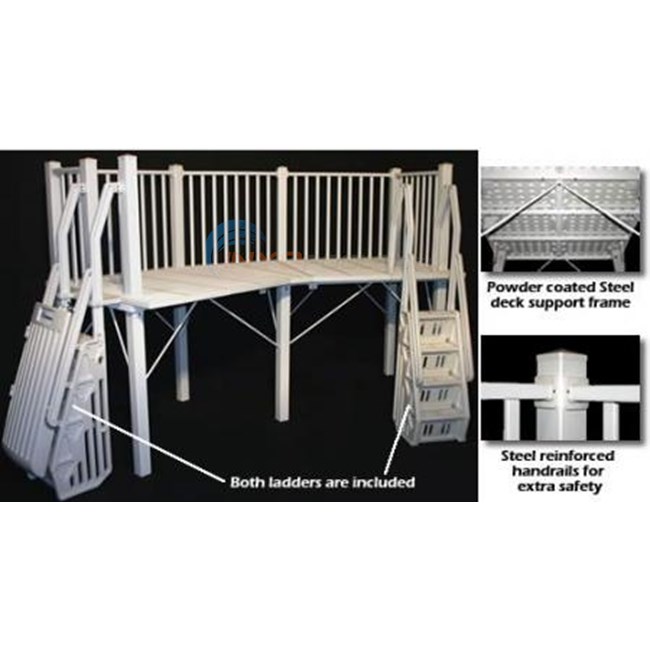 5'x13' Above Ground Pool Deck System w/ Ladders WHITE - NE144