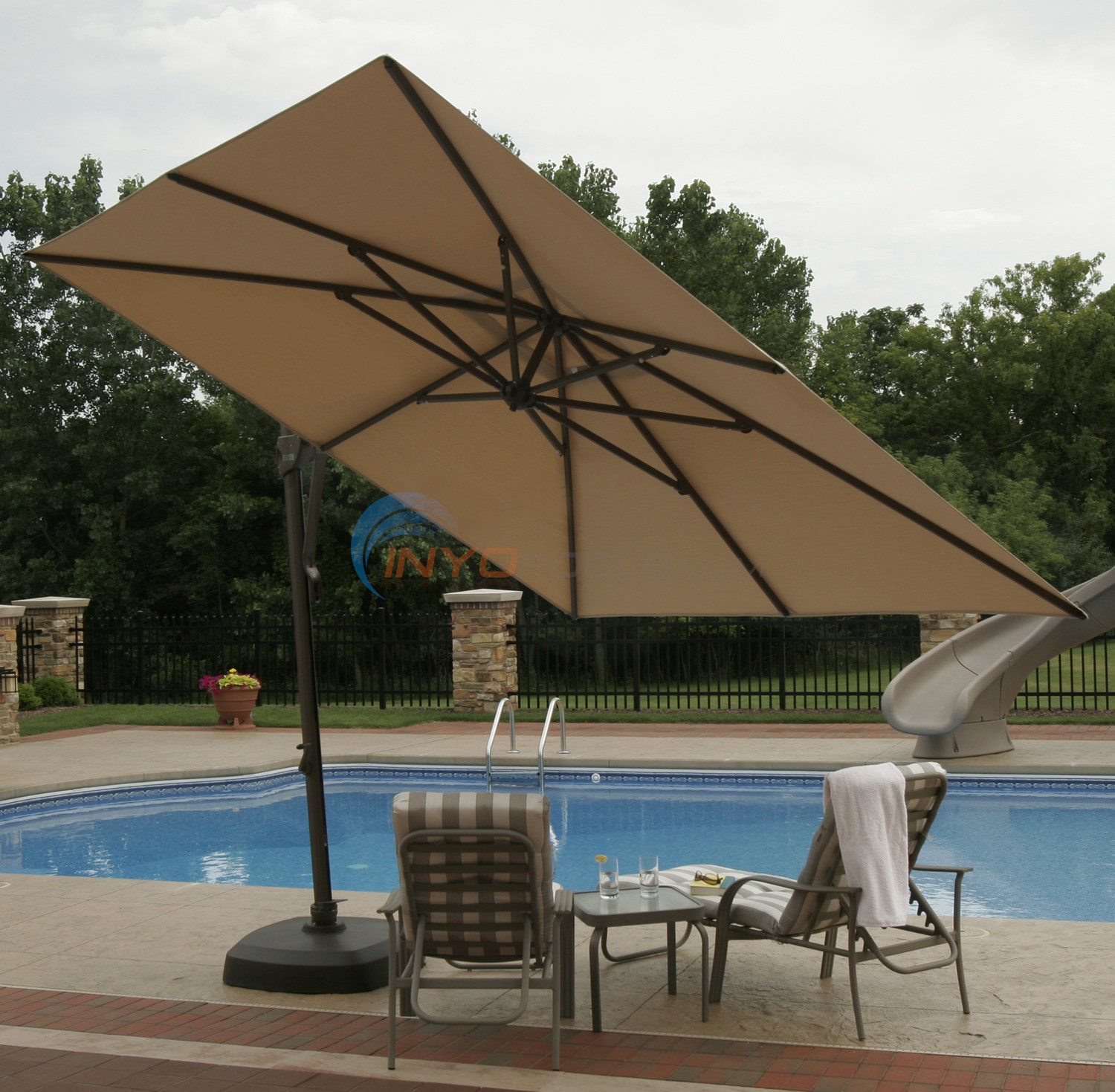 Blue Wave Santorini Cantilever Umbrella Stone Olefin