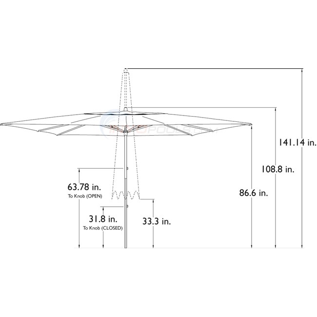 Pacific Easy Glide Umbrella & Base (10x13 Rect.) Kona Brown - NU5315