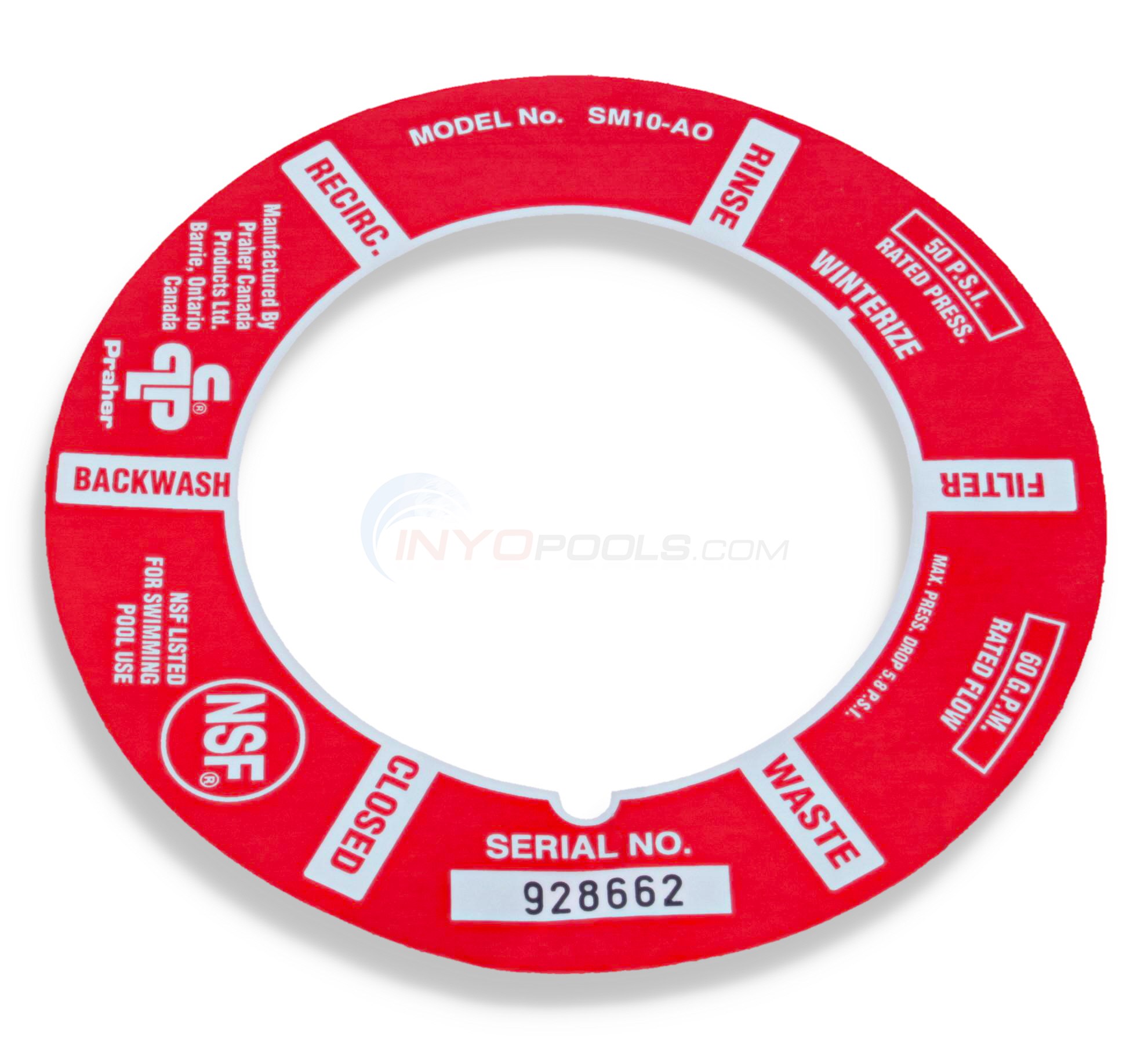 Decal for Top Assy. Valve 1-1/2" (e-5-s2)