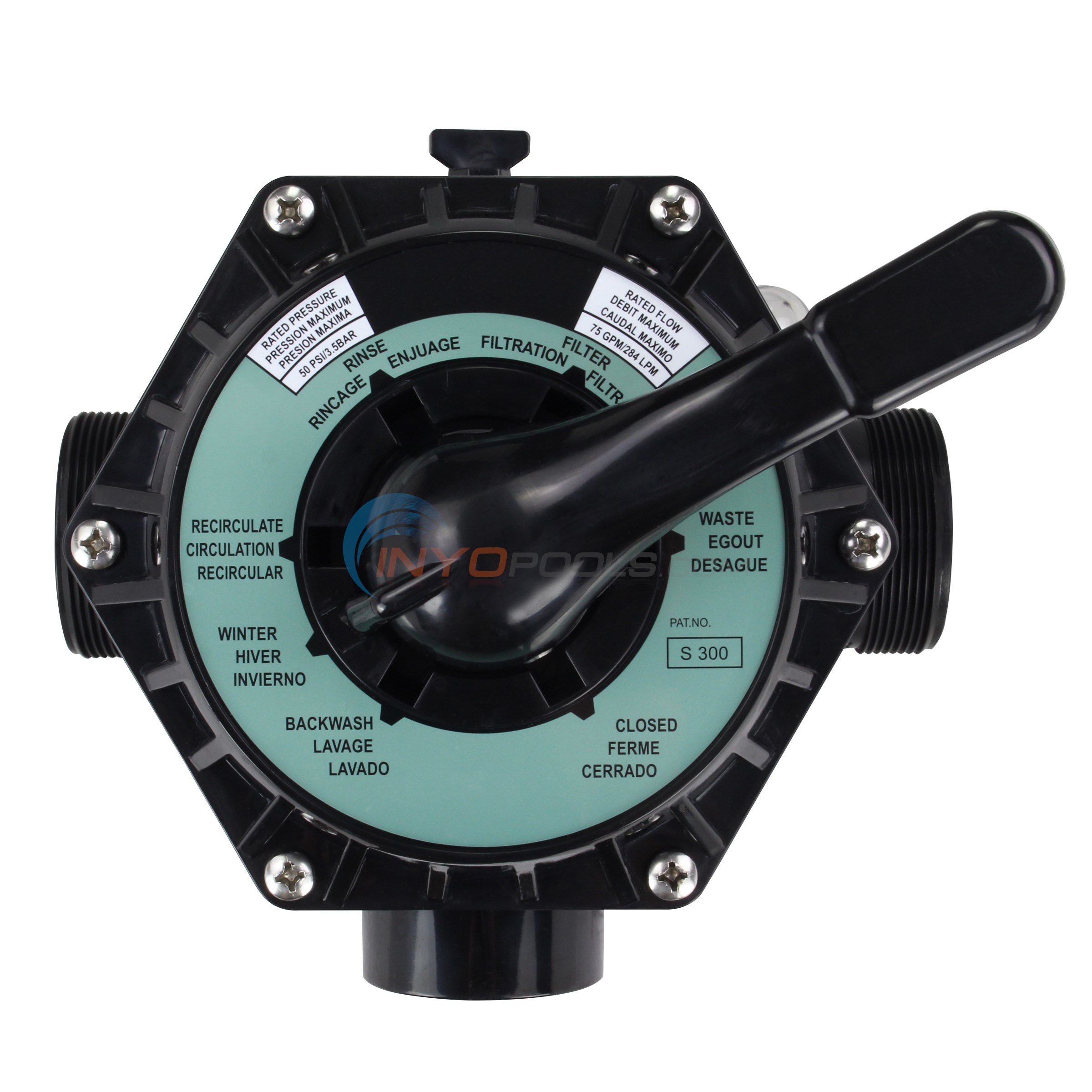 Pureline 6 Way Top Mount Pool Sand Filter Backwash Valve