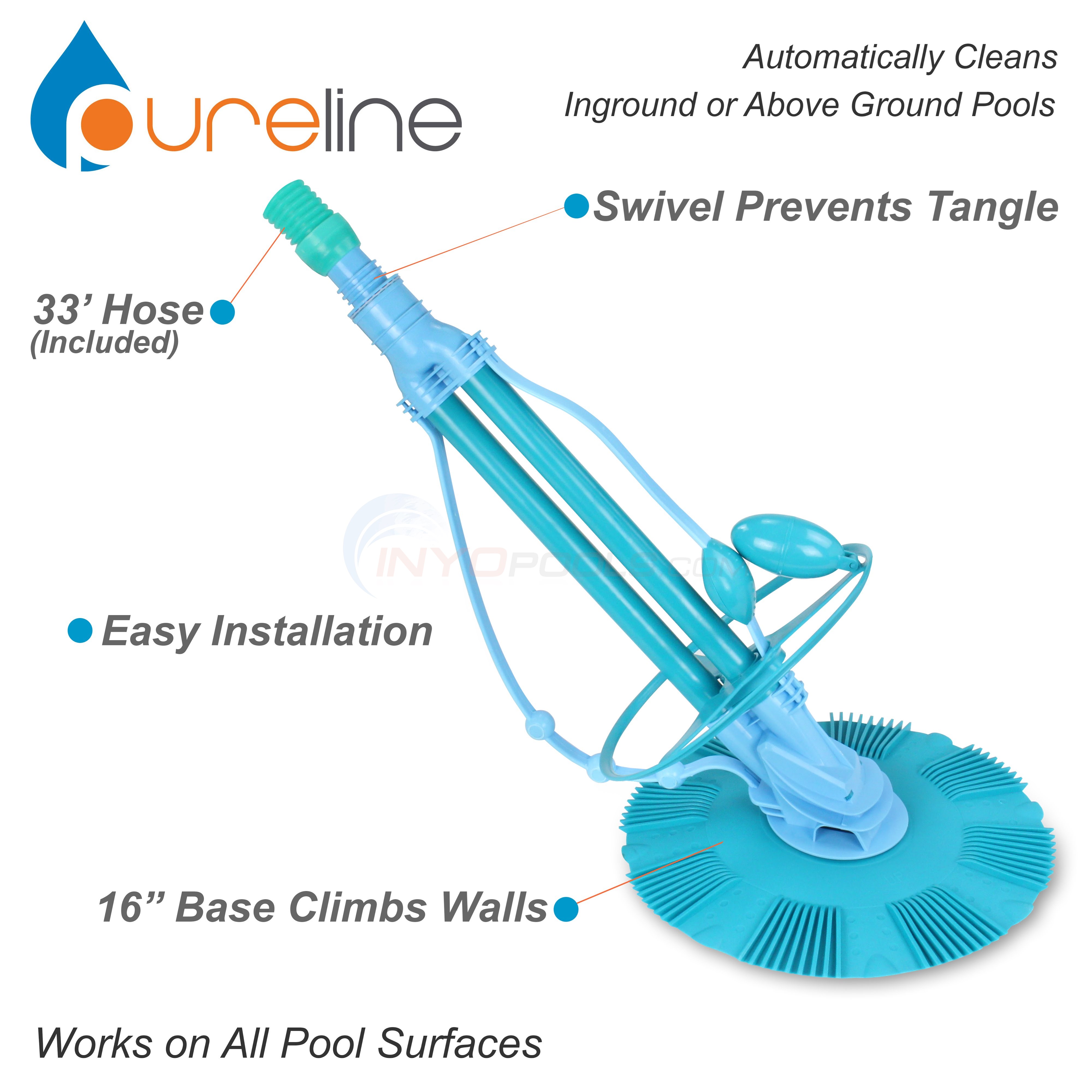 Pureline Automatic Pool Cleaner Super Blue  CLEARANCE 90-DAY WARRANTY! - PL1803
