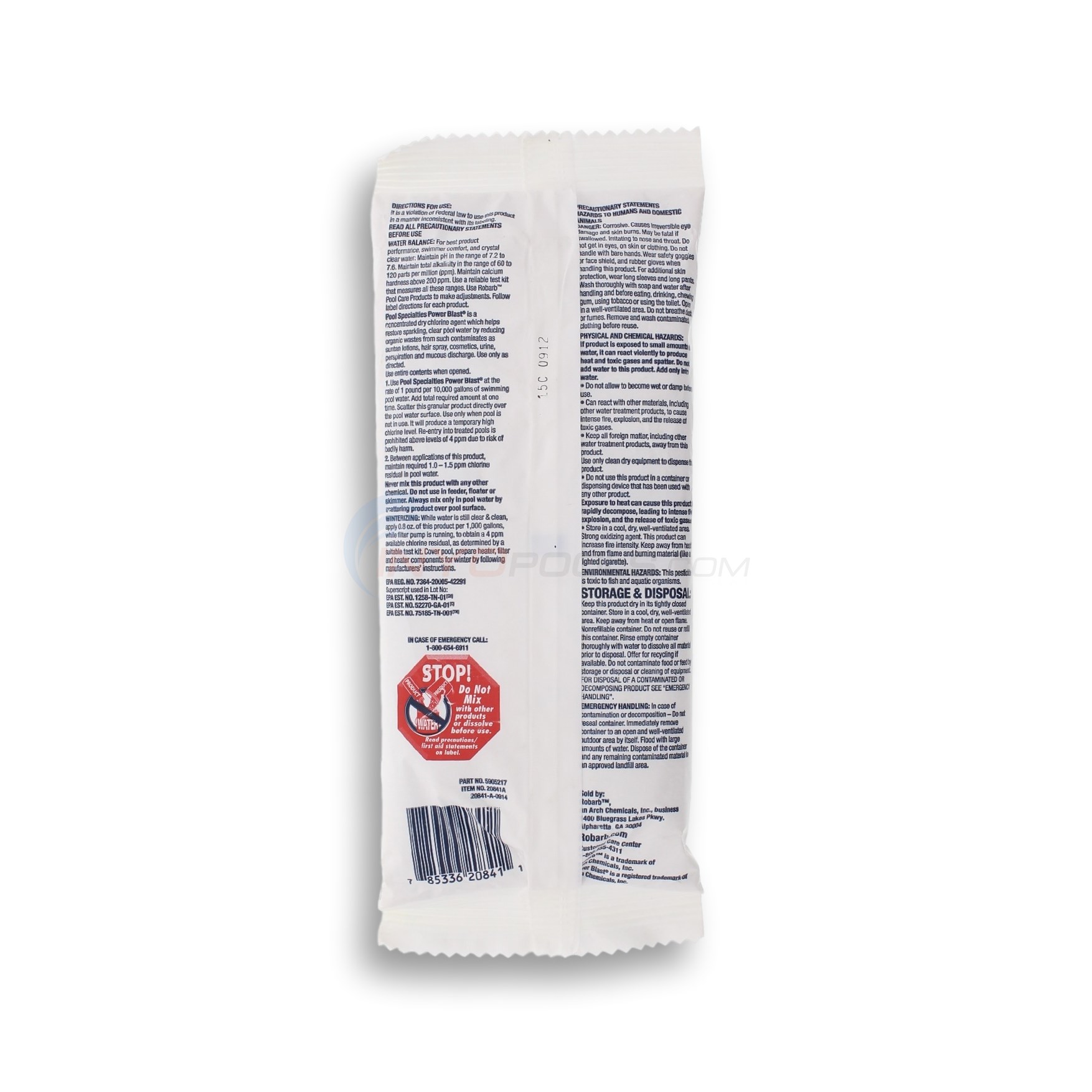 6-Pack Pool Shock Power Blast (68% Cal Hypo) 6x1 Lb Bag - R20841-6