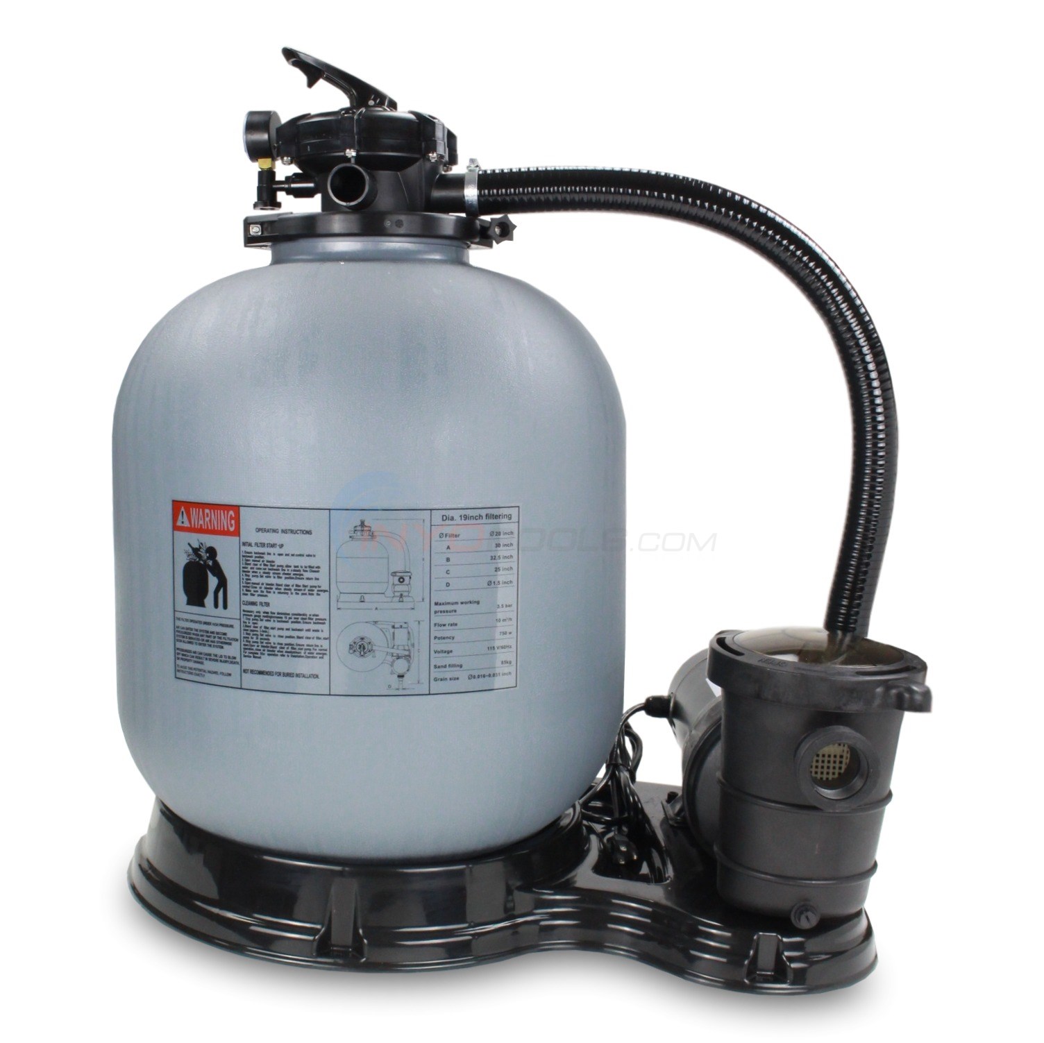 Pureline 19" Above Ground Pool Sand Filter System w/ 1 HP Pump