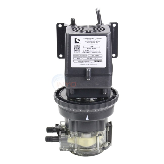 Stenner 50 GPD Chemical Feeder Pump, 120V, Adjustable Rate, Single Head - 45M5