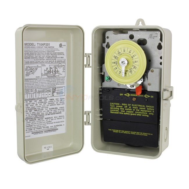Intermatic Time Clock in Plastic Enclosure with Heater Protection 220V - T104P201