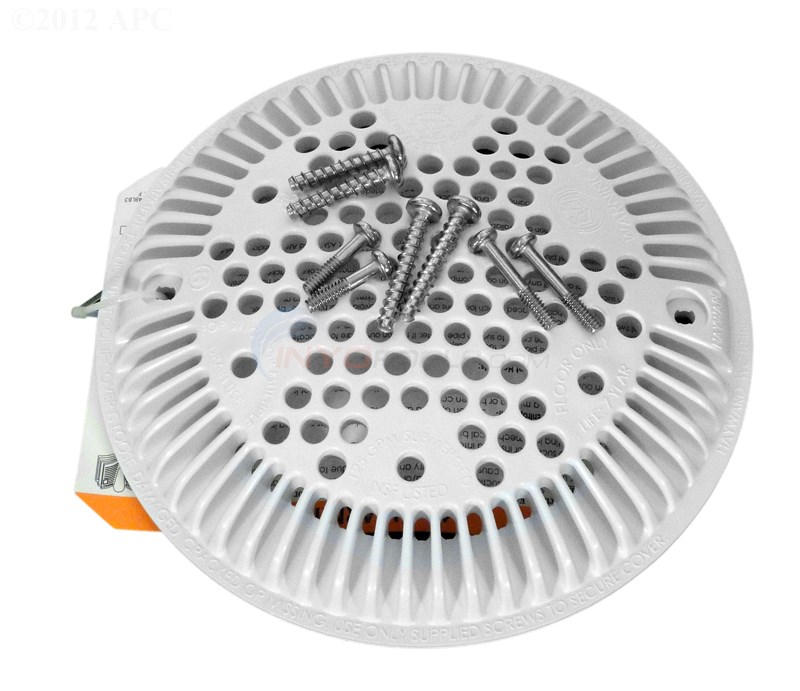 8'' Main Drain Cover Overflow Anti-Vortex Suction Outlet Fittings White 