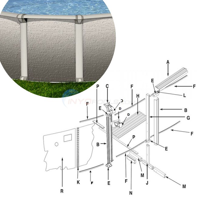 Conquest 8x12' Oval 52" Wall (Steel Top Rail, Steel Upright) Parts Diagram