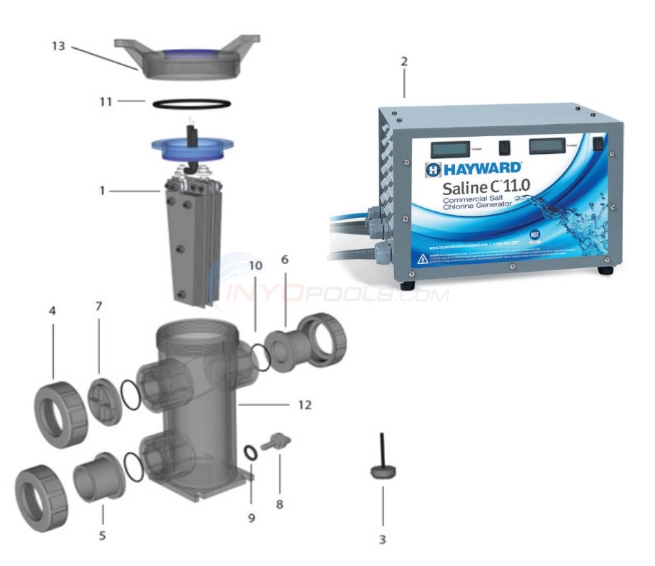 Hayward Saline C 11.0 Commercial Saltwater Chlorine Generator Parts
