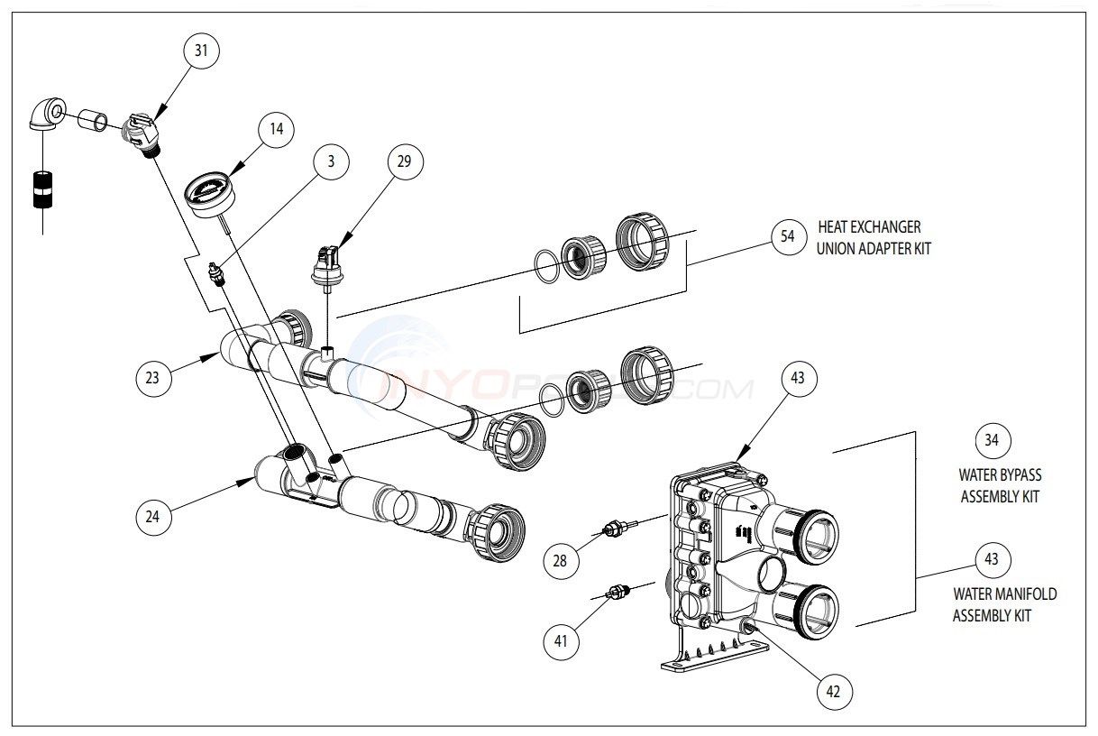 Pentair ETi 250 Heater Manifold Parts
