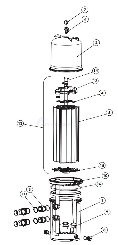 Pentair FullFlo XF F-Series D.E. Filter Parts - INYOPools.com