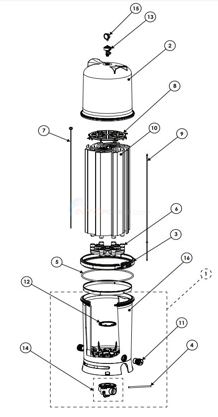 Pentair FullFloXF 4000-Series D.E. Filter Diagram