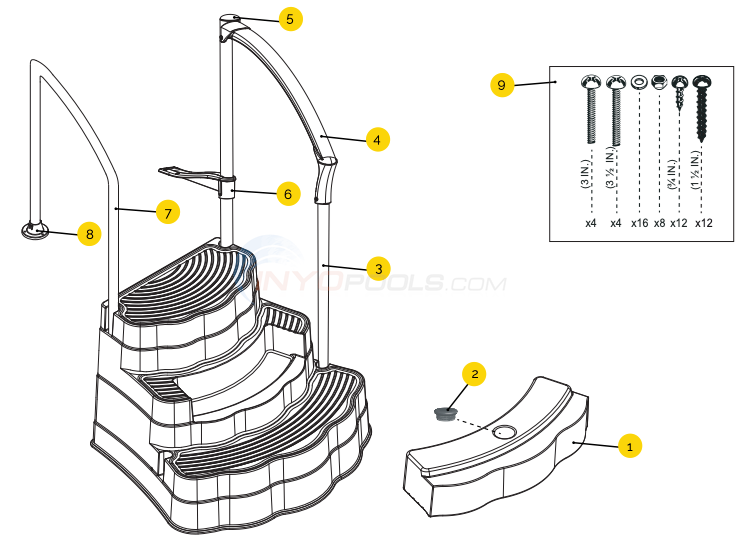 LumiO Oasis Inground Pool Steps 5445 Parts