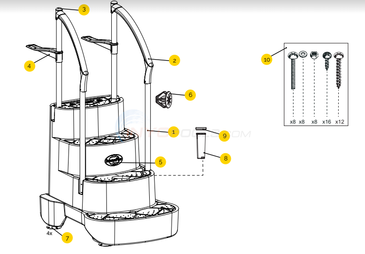 Innovaplas Opera PG-1016-S-B Step Parts - INYOPools.com