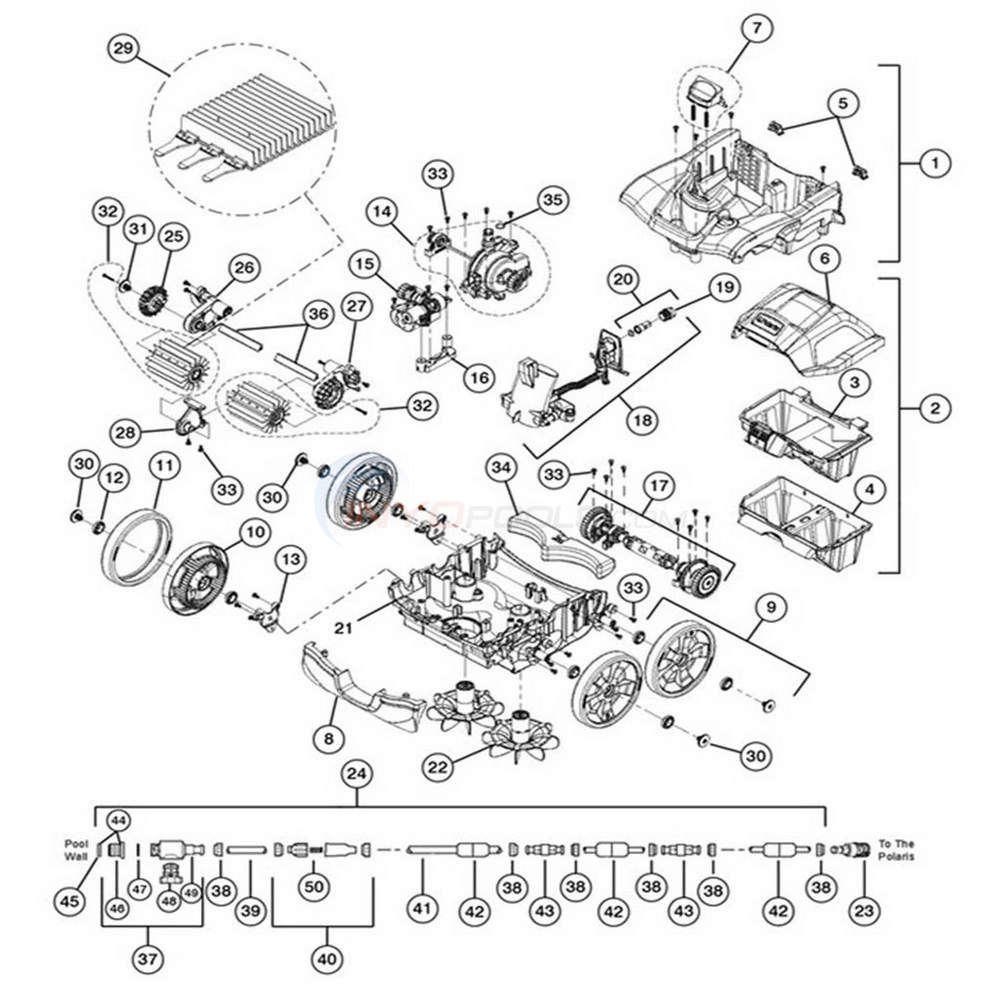 Polaris Quattro Sport/P40 Pool Cleaner Parts Diagram