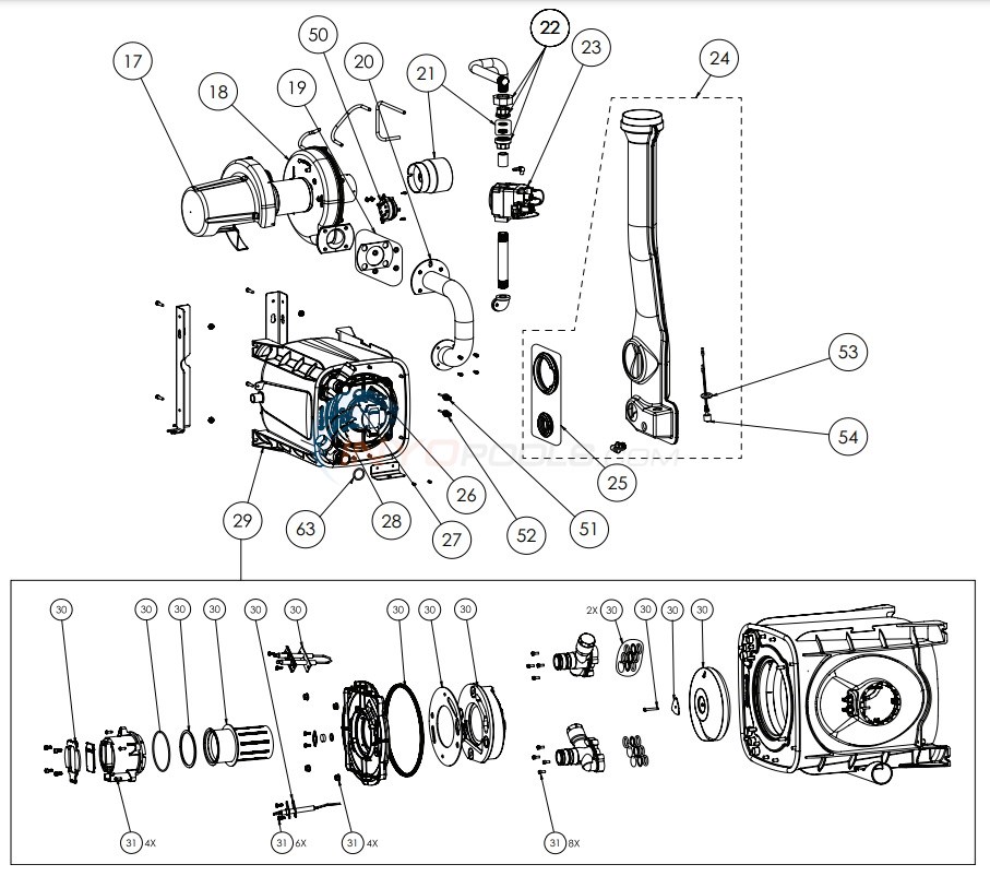Pentair Ultratemp ETi Pool Heater Gas System Parts