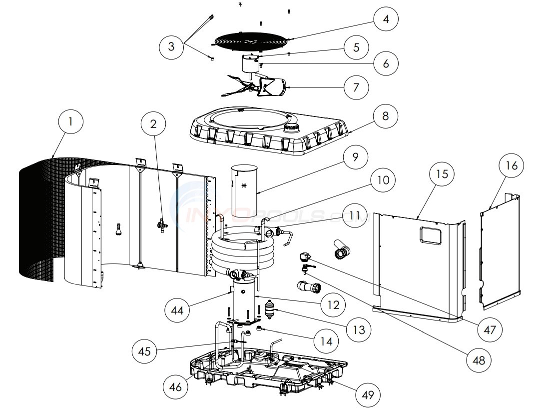 Pentair Ultratemp ETi Pool Heater Refrigeration and Outer Shell Parts
