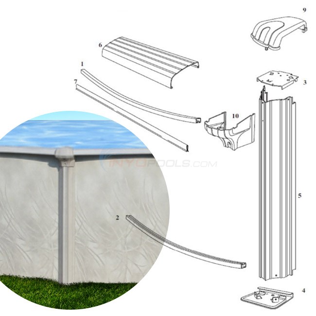 Allure 8' Round 52" Wall (Steel Top Rail, Steel Upright) Diagram