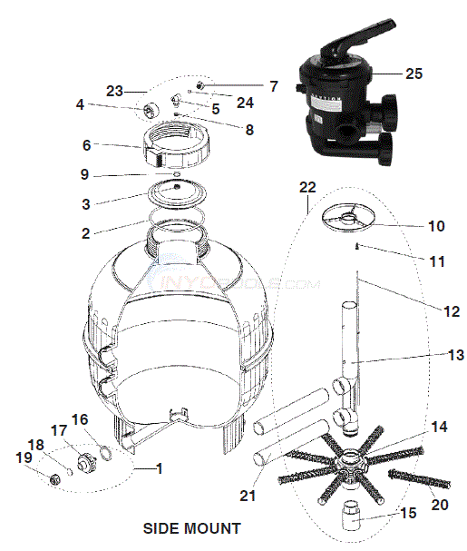 Astral Cantabric Side Mount Sand Filter (24") Parts