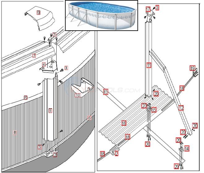 Atlantis/Esprit 12'x24' Oval 52" Blue Wall Diagram