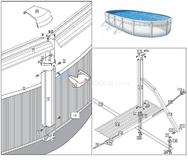 Atlantis/Esprit 18'x33' Oval 52" Gray Wall Diagram