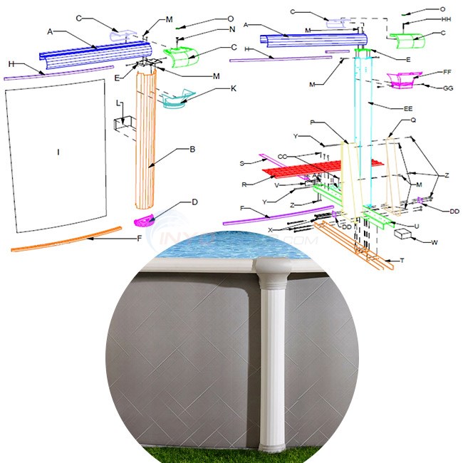 Atmosphere 15'x30' Oval (Steel Top Rail, Steel Upright) Diagram