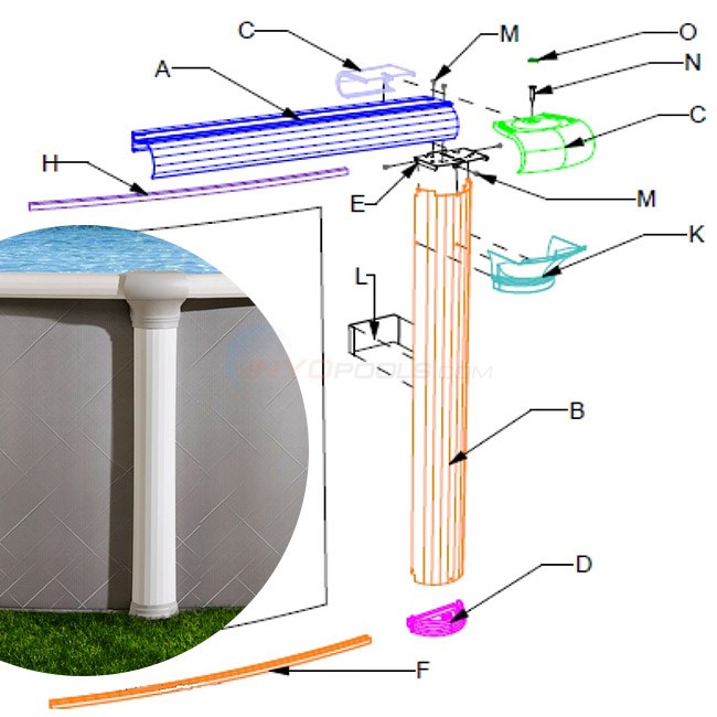 Atmosphere 24' Round 54" Wall (Steel Top Rail, Steel Upright) Diagram
