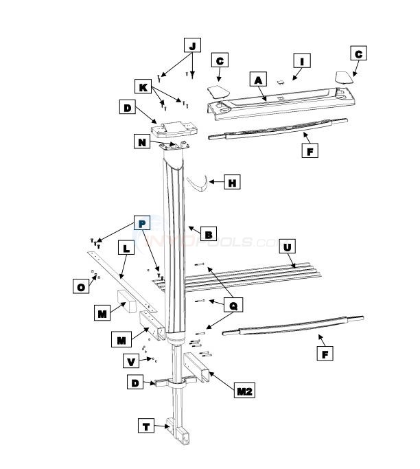 Azor 15' x 30' Yardmore Oval 54" Wall (Resin Top Rail, Resin Upright) Diagram