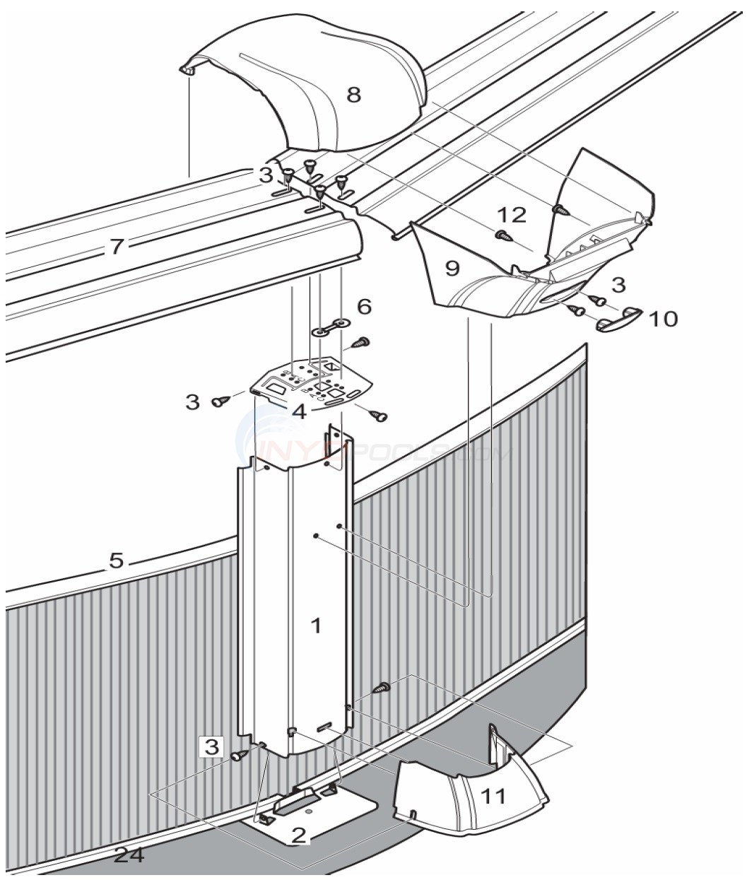 Belize 15' Round 52" Wall (Steel Top Rail, Steel Upright) Diagram