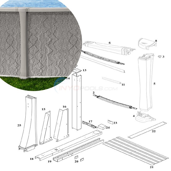 Bliss 18'x33' Oval (Resin Top Rail, Resin Upright) Parts