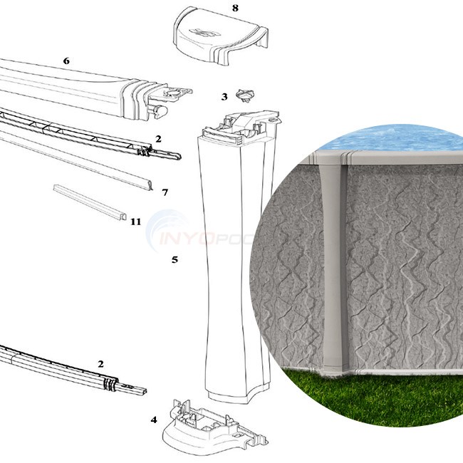 Bliss 21' Round 54" Wall (Resin Top Rail, Resin Upright) Diagram