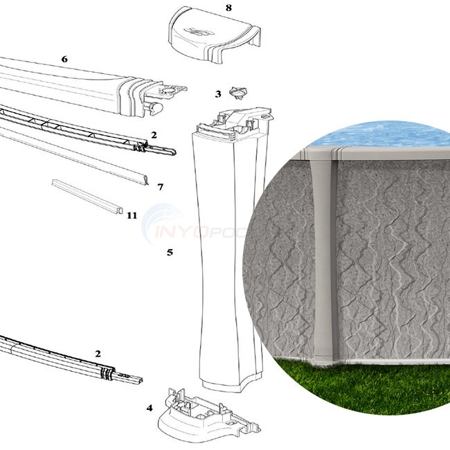 Bliss 24' Round 54" Wall (Resin Top Rail, Resin Upright) Diagram
