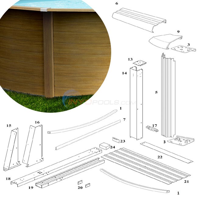 Boreal 12'x24' Oval (Steel Top Rail, Steel Upright) Diagram
