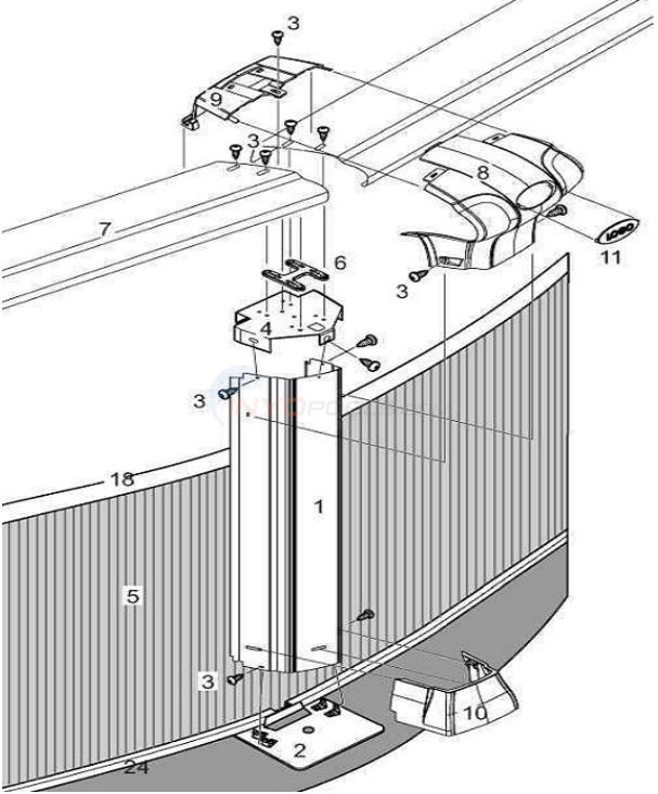 Barrier Reef 21' Round 52" (Resin Top Rail, Steel Upright, Steel Top/Resin Bottom Stabilizer) Parts Diagram
