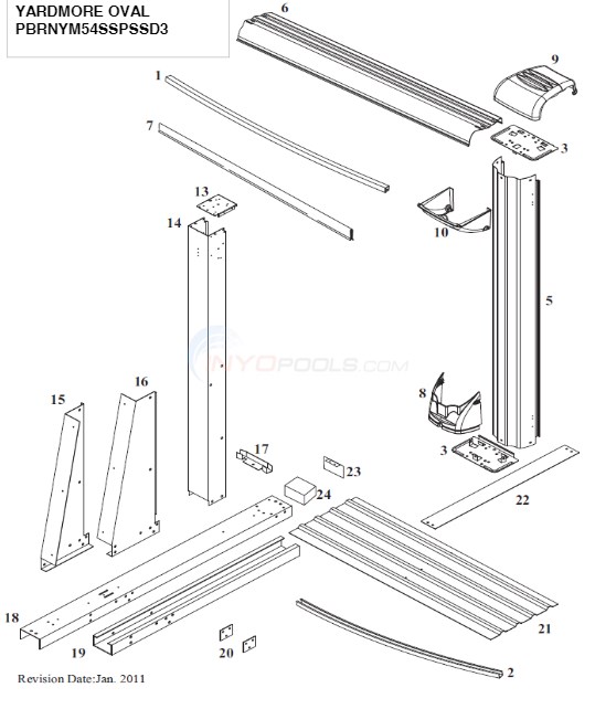  	Brownstone Oval 15'x26' ( Steel Top Rail, Steel Upright )  Diagram