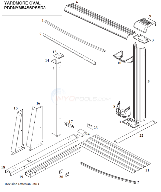  	Brownstone Oval 18'x33' ( Steel Top Rail, Steel Upright ) Diagram