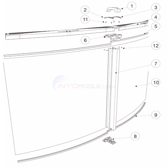 Caspian Round 24' Round 52" Wall ( Resin Top Rail, Steel Upright ) Diagram