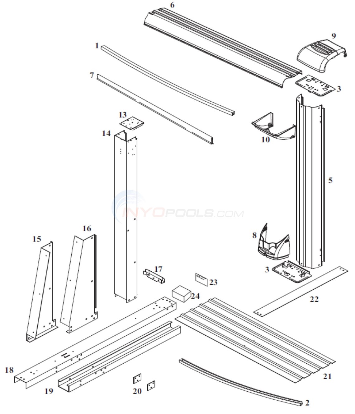 Cayman 18'x33' Oval (Steel Top Rail, Steel Upright) Diagram