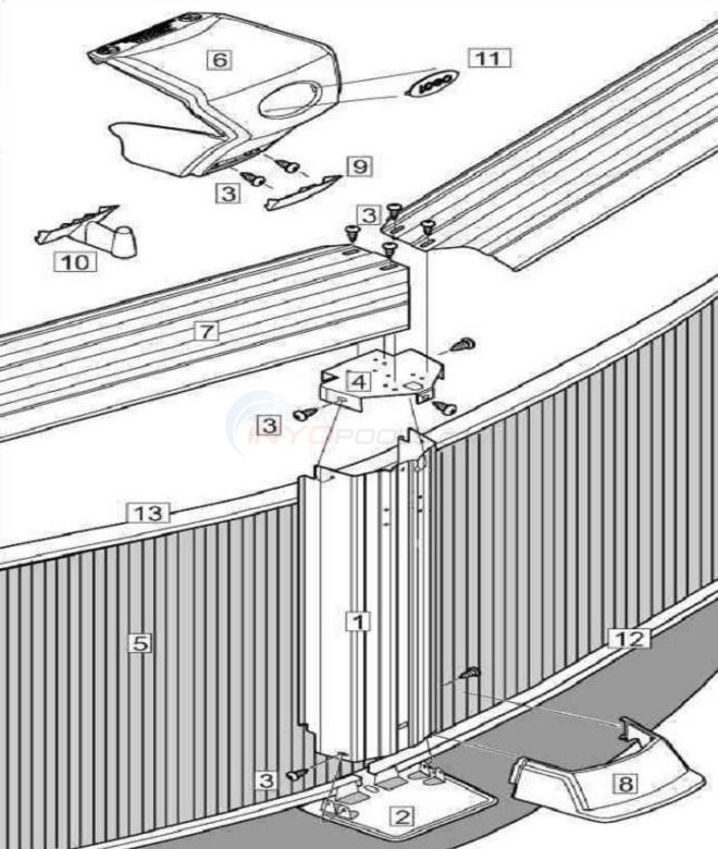 Century 15' Round 52" (Steel Top Rail, Steel Upright) Parts Diagram