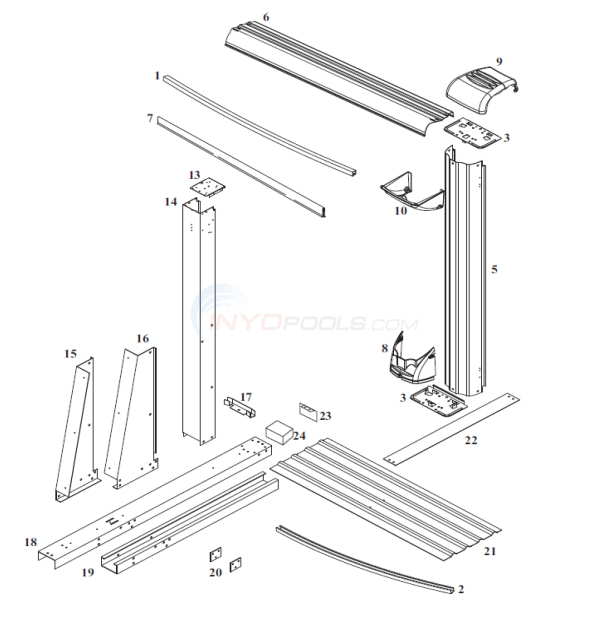 Classic 15'x26' Oval 52" Wall (Steel Top Rail, Steel Upright) Diagram