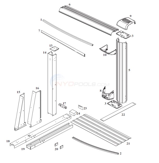 Classic 18'x33' Oval 52" Wall (Steel Top Rail, Steel Upright) Diagram