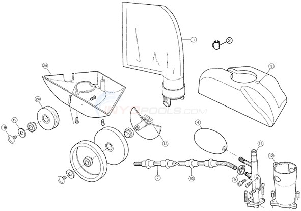 Polaris 280 Bottom Base Assembly (K10) - White Pool Cleaner Replacement Part